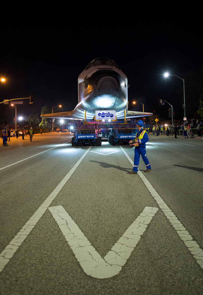 Space Shuttle Endeavour Drives Down the Streets of LA