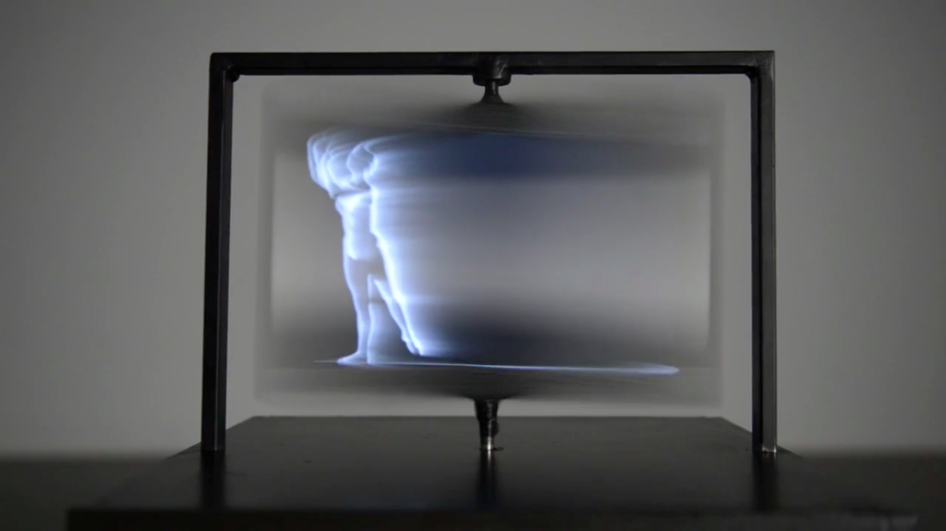 Benjamin Muzzin's "Full Turn" uses Revolving Screens to Create Holograms
