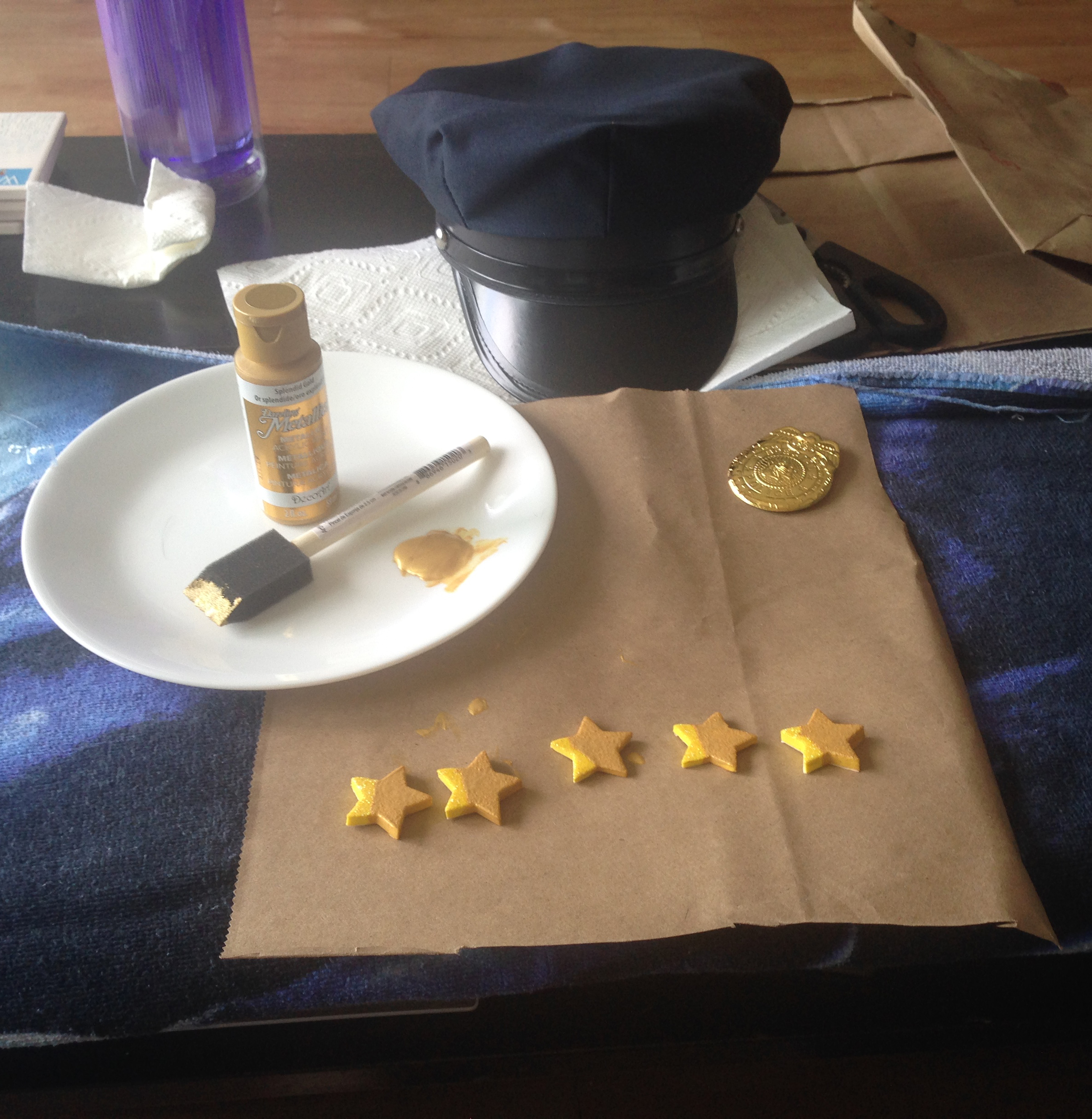 How to Make Axe Cop's Police Hat: Painting Gold Stars